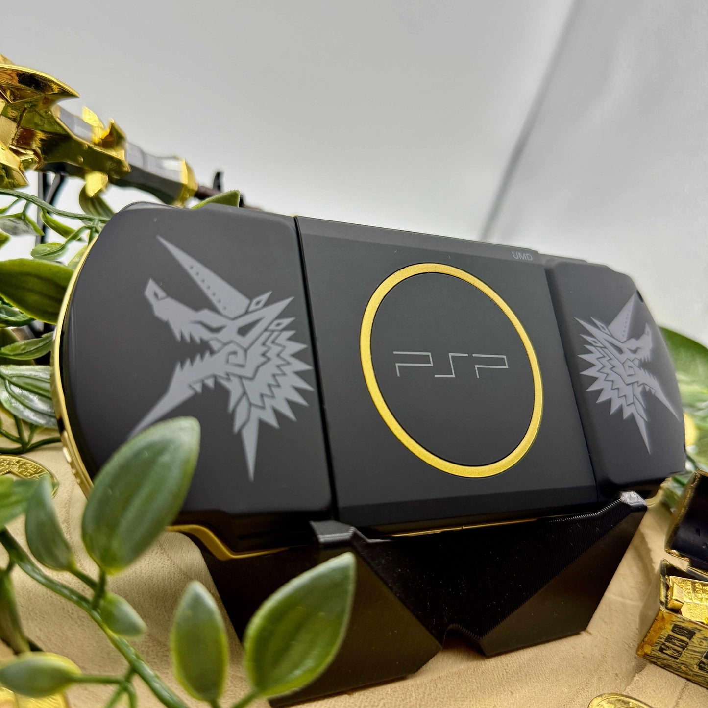 PSP 3000 in schwarz gold gemoddet