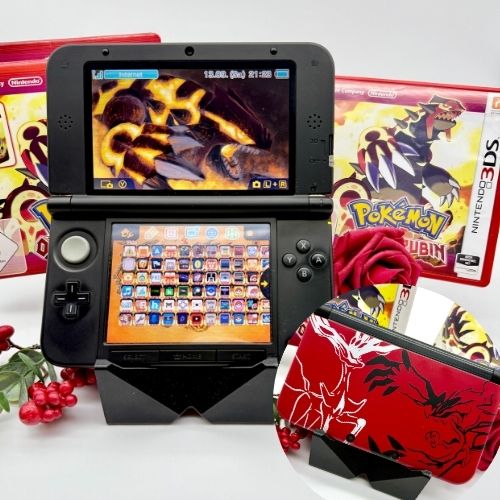 Nintendo 3DS XL schwarz rot Pokemon XY gemoddet