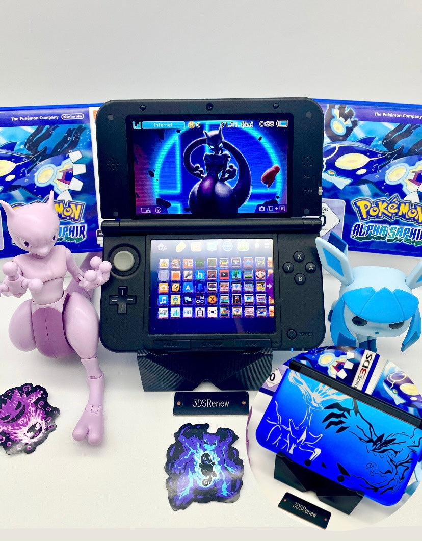 Nintendo 3DS XL schwarz blau Pokemon XY gemoddet