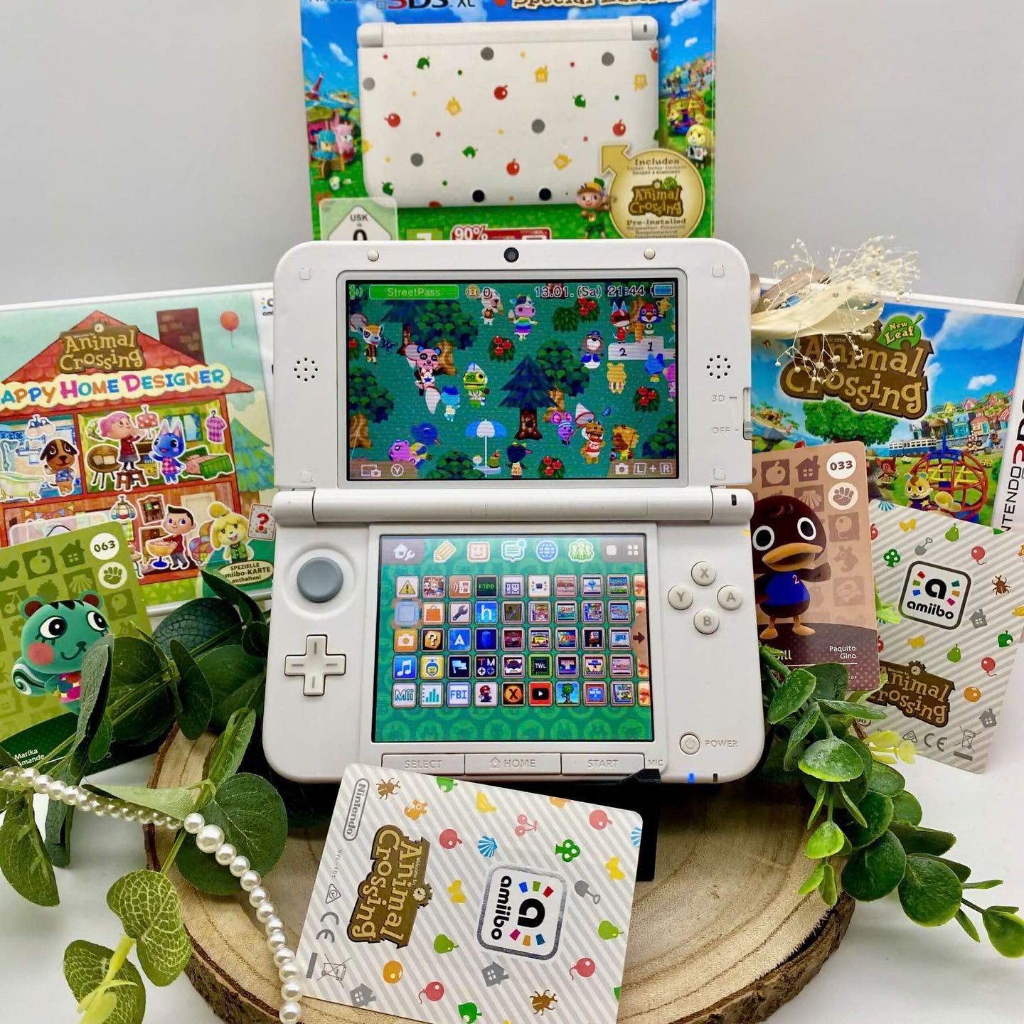 Nintendo 3DS XL weiß Animal Crossing gemoddet