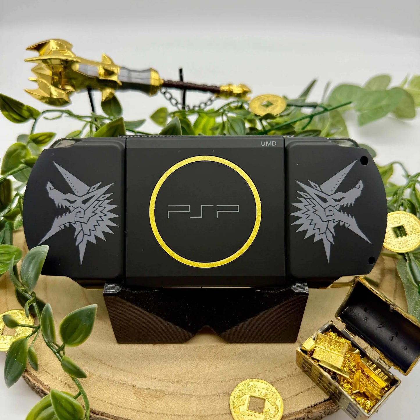 PSP 3000 in schwarz gold gemoddet - 3DSRenew