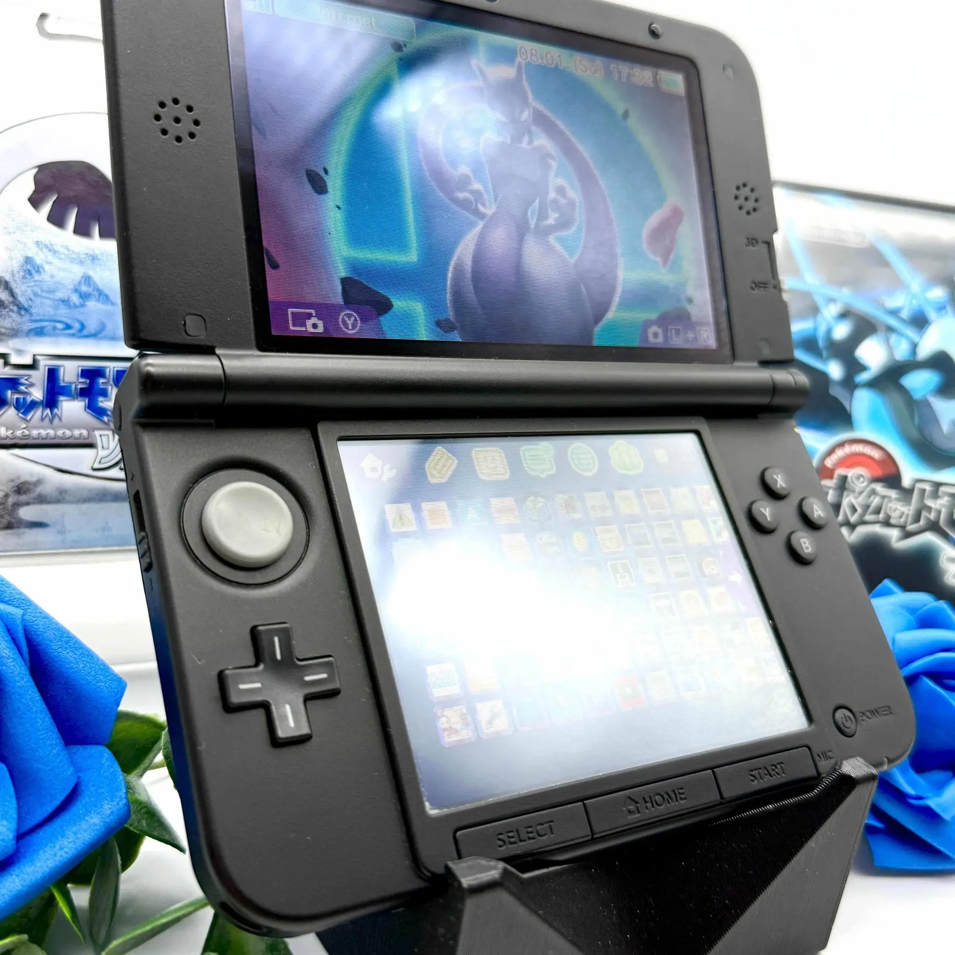 Nintendo 3DS XL schwarz blau Pokemon XY gemoddet - 3DSRenew