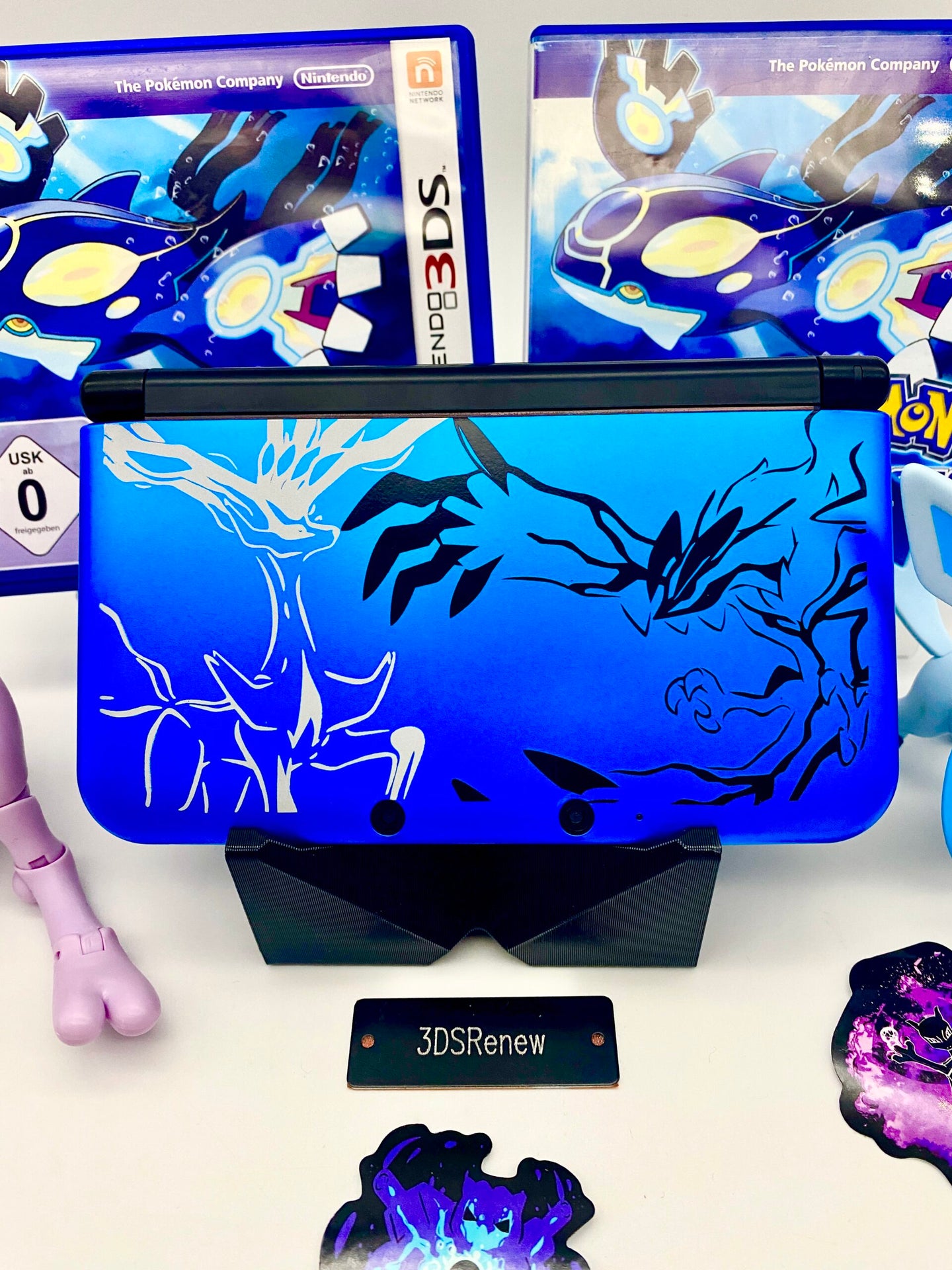 Nintendo 3DS XL schwarz blau Pokemon XY gemoddet