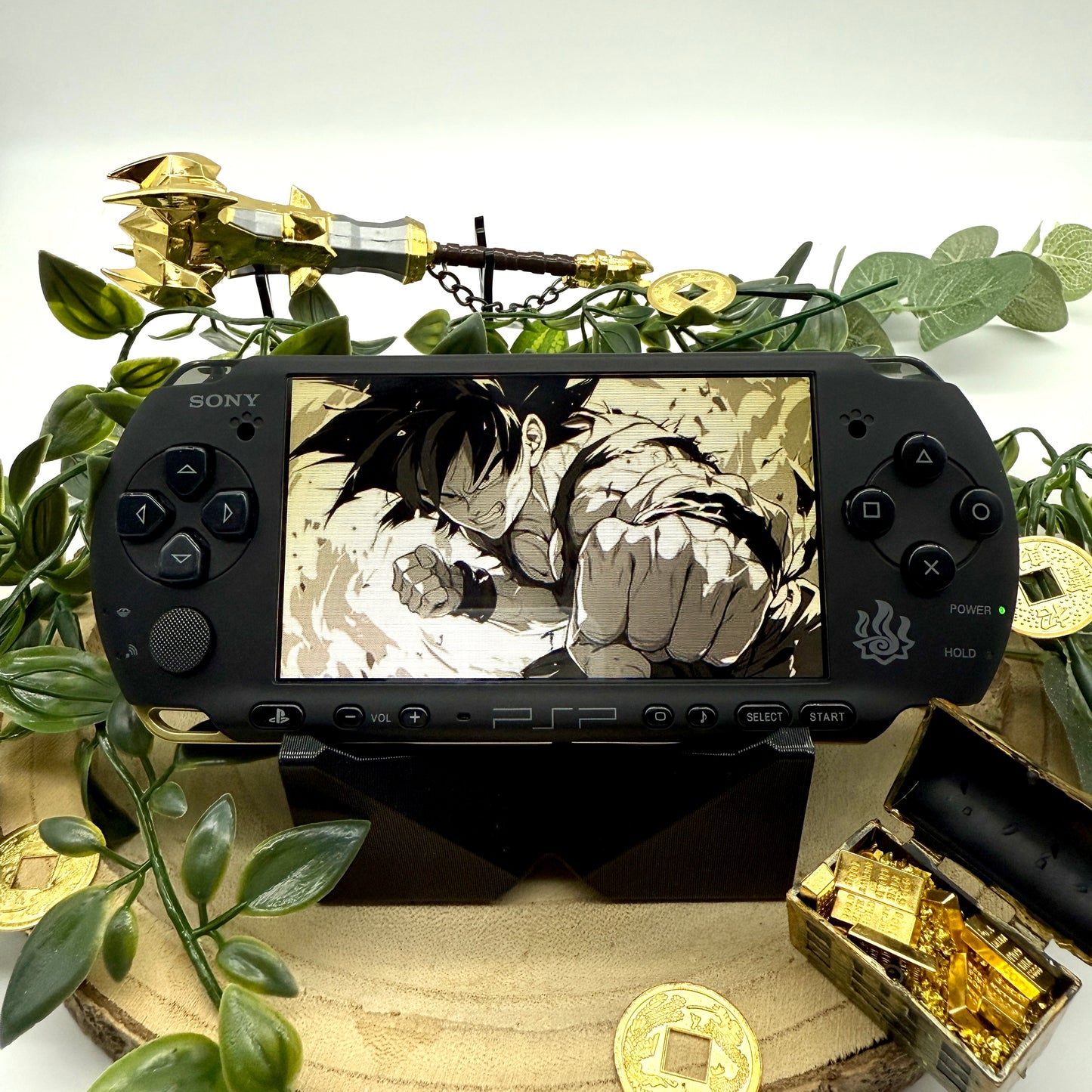 PSP 3000 in schwarz gold gemoddet