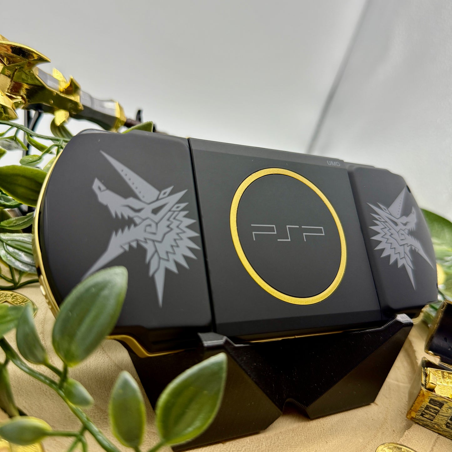 PSP 3000 in schwarz gold gemoddet