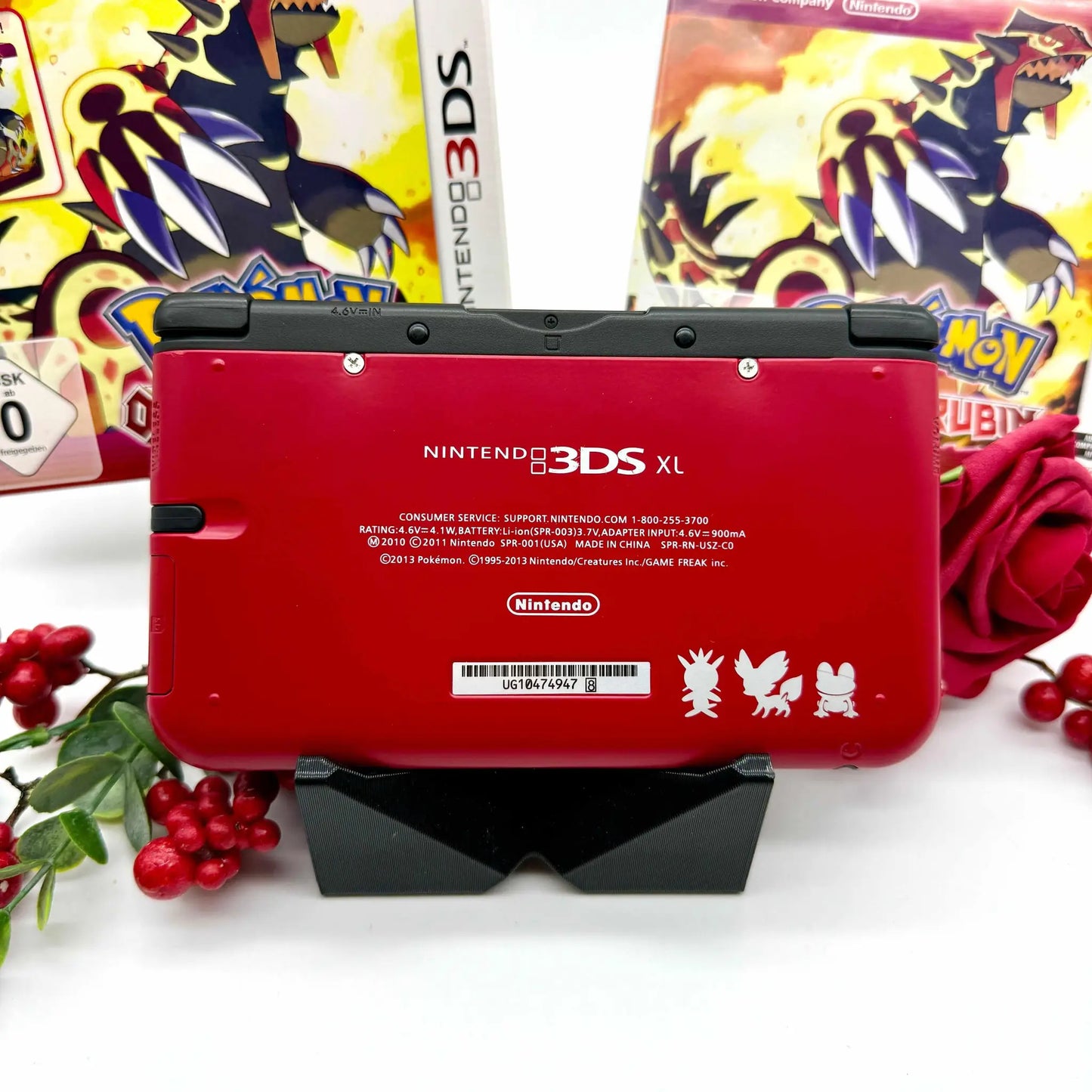 Nintendo 3DS XL schwarz rot Pokemon XY gemoddet - 3DSRenew