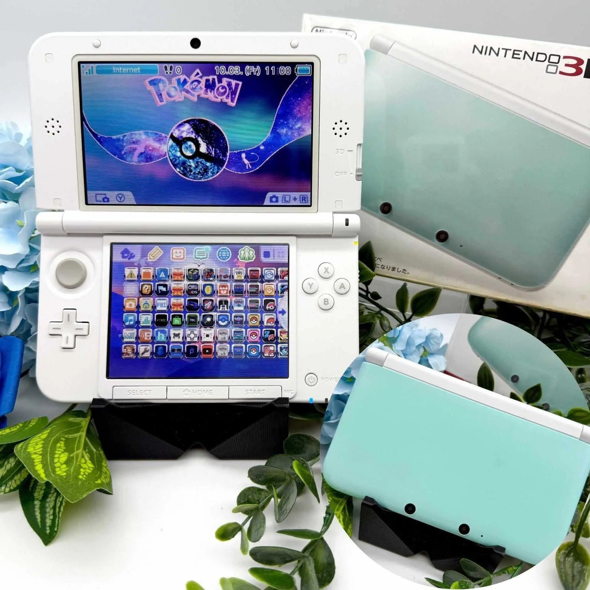 Nintendo 3DS XL white mint gemoddet - 3DSRenew