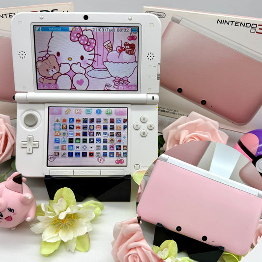 Nintendo 3DS XL white pink gemoddet