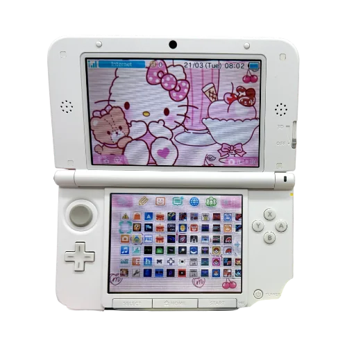 Nintendo 3DS XL white pink modded